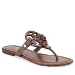 Tory Burch Miller logo sandals chocolate